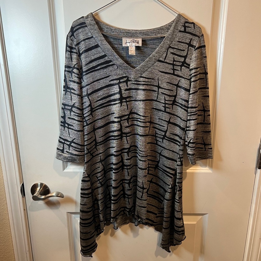 Joseph Ribkoff Womens Tunic Metallic Abstract Silver 12